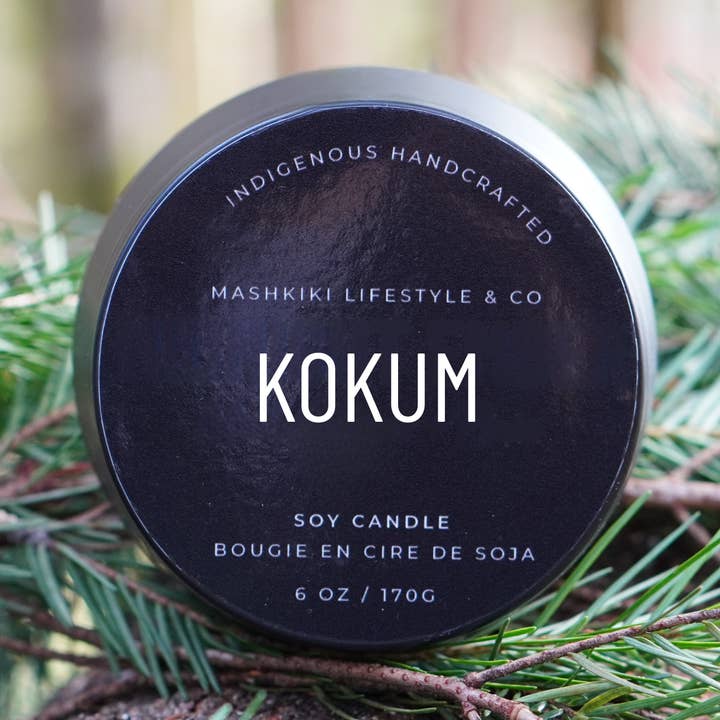 Kokum | Sandalwood + Shea - 6oz Matte Black Soy Candle Tin for wholesale by Mashkiki Lifestyle & Co.