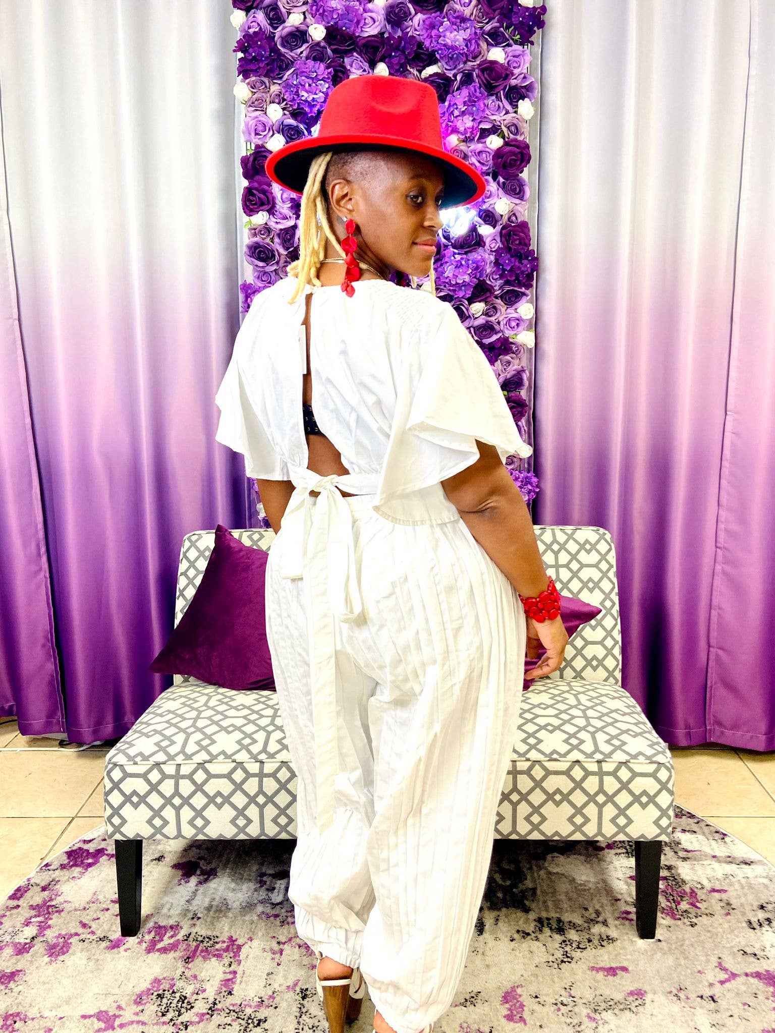 India Batik – wholesale Set med topp och byxa – Dam – Crop Top/Harem Byxa - Vit7