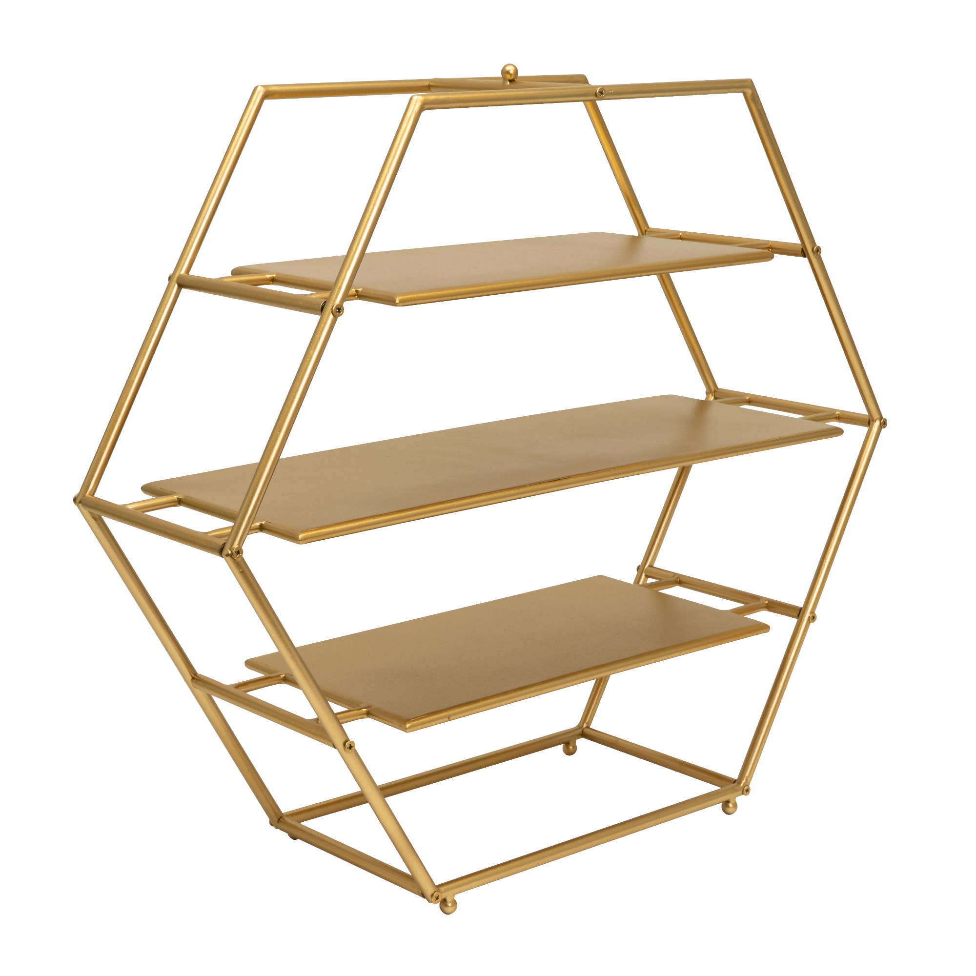 Portofino International Trading, USA - Wholesale Cake Stand - Metal 3 Tier Dessert Stand Hexagon - Gold1