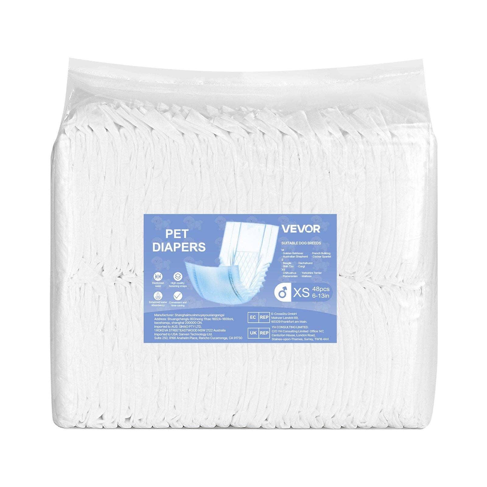 Naomi's Happy Place Shop – Großhandel Windel für Haustiere – Hund – Einweg-Hundewindeln für Rüden, super saugfähig, Größe XS, 96 Stück10