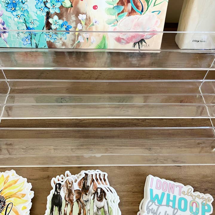 cottage + crown - Wholesale Retailer Display Stand/Case - 3 Tier Vinyl Sticker Acrylic Display Stand 12 3/8"