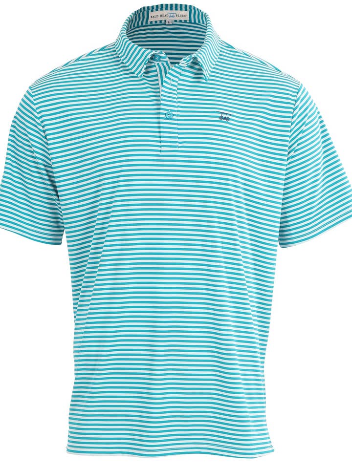 Jugend Polo Erster Klasse - Lagune / Weißer Streifen für den Großhandel von Bald Head Blues