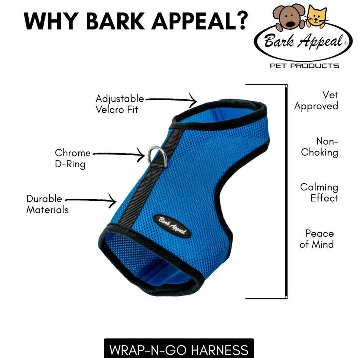 Solid Wrap N Go Mesh Harness for wholesale by Bark Appeal Inc.