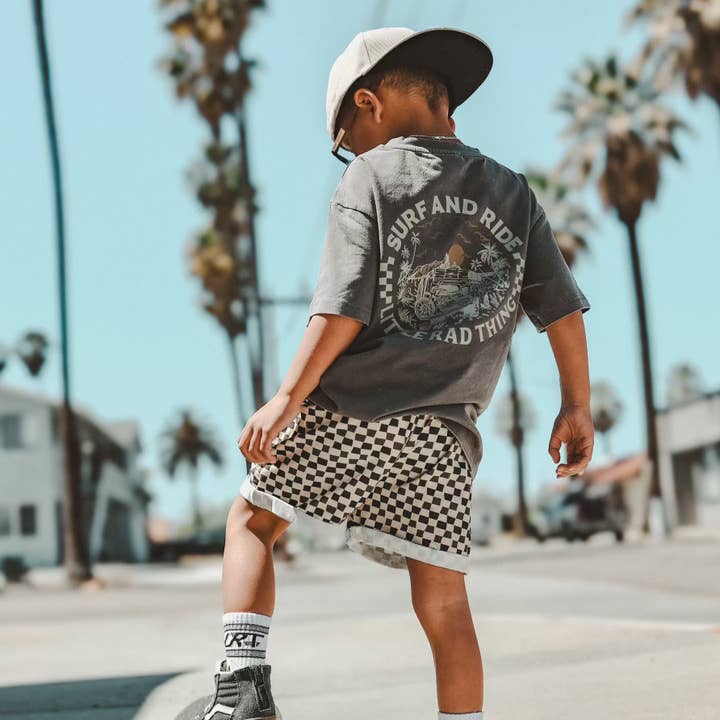 Little Rad Things - Wholesale Shorts - Kids - Boys Clothes Check Ya Later Shorts Beige Black
