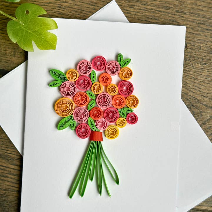 3D Quilling Card, Flower Bouquet Greeting Card, Floral card for wholesale by Craftify Mom