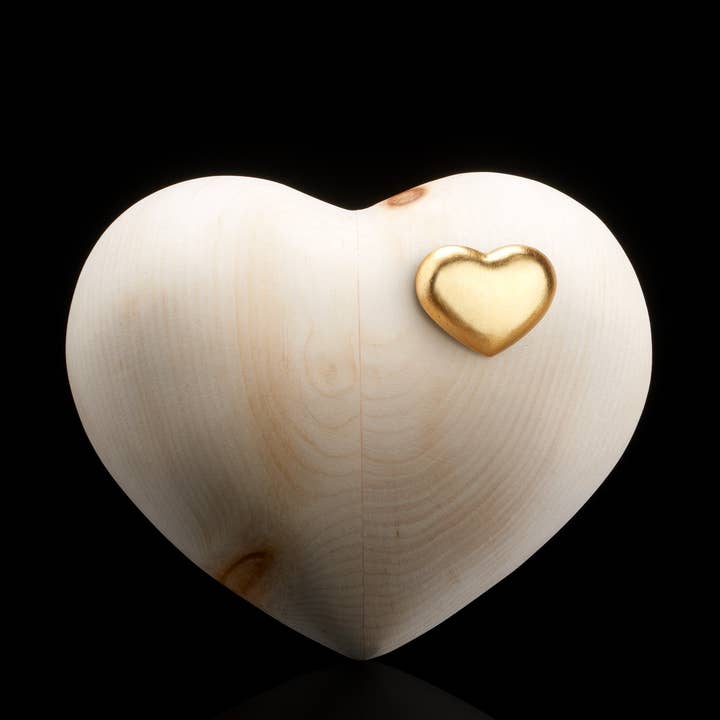 Zirbenurne - "Liebe mit goldenem Herz" - 27x31,5x15,5cm (4L) für den Großhandel von Zirbelino