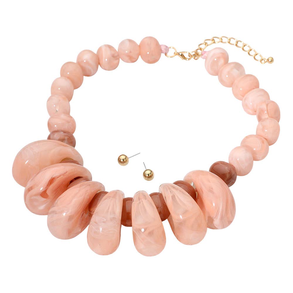 Sensibling Corp. - Vente Collier de perles - Collier à perles en résine marbrée et massive.7