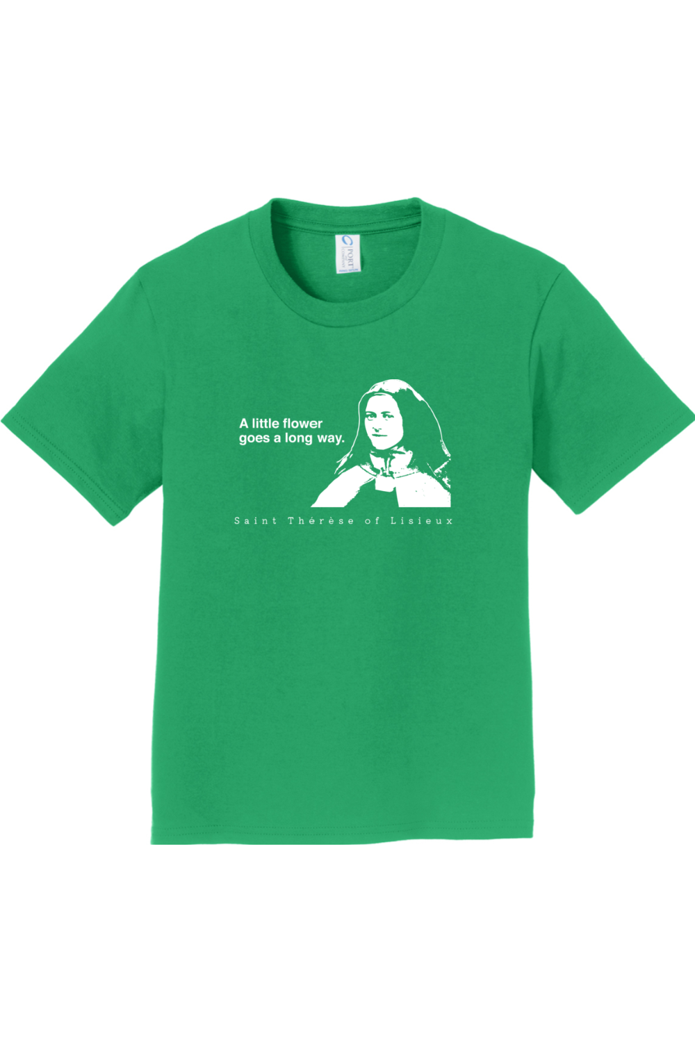 Sock Religious - Wholesale Screen Printed T-Shirt - Kids - A Little Flower Goes a Long Way - St. Thérèse of Lisieux - Youth T-Shirt3