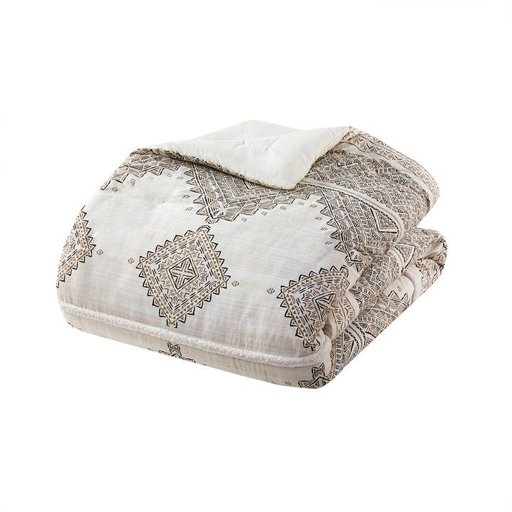 Olliix - Wholesale Bedding Set - 4 Piece Boho Printed Comforter/Duvet Cover Set, Beige/Ivory12