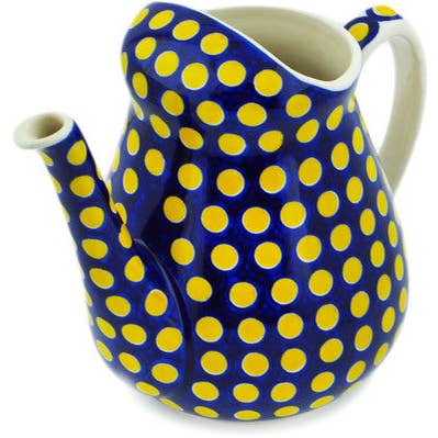 Watering Can 71 oz Yellow Dots Theme for wholesale by Polmedia Polish Pottery
