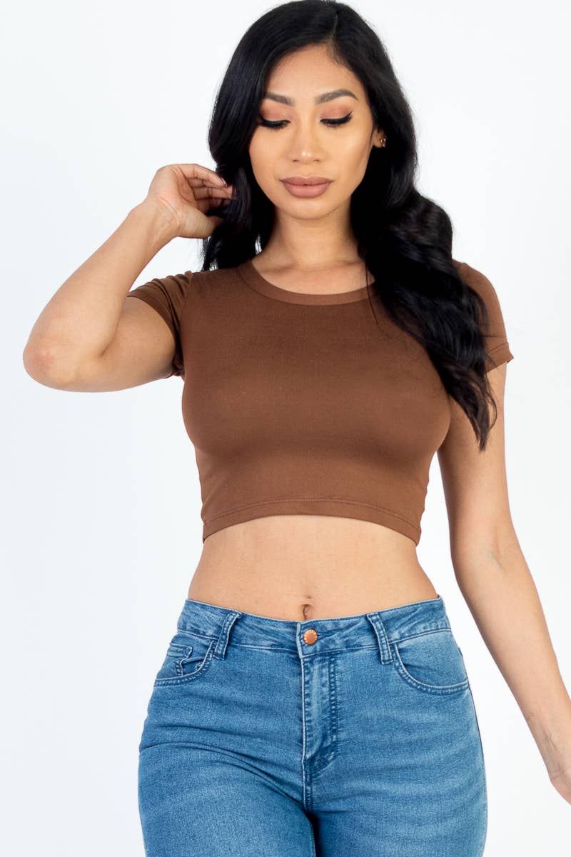 CAPELLA APPAREL - Wholesale Knit Top - Women's - Short Sleeve Roundneck Crop Top12
