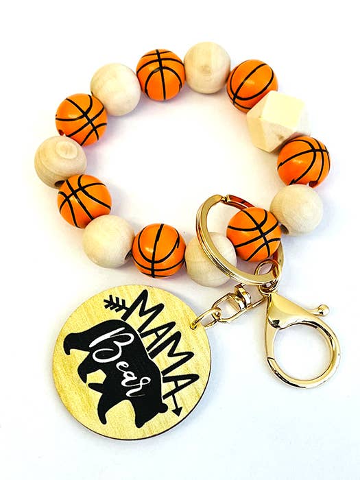 ( S152 ) HOLZARMBAND UND SCHLÜSSELANHÄNGER - BASKETBALL für den Großhandel von Jewelry Max