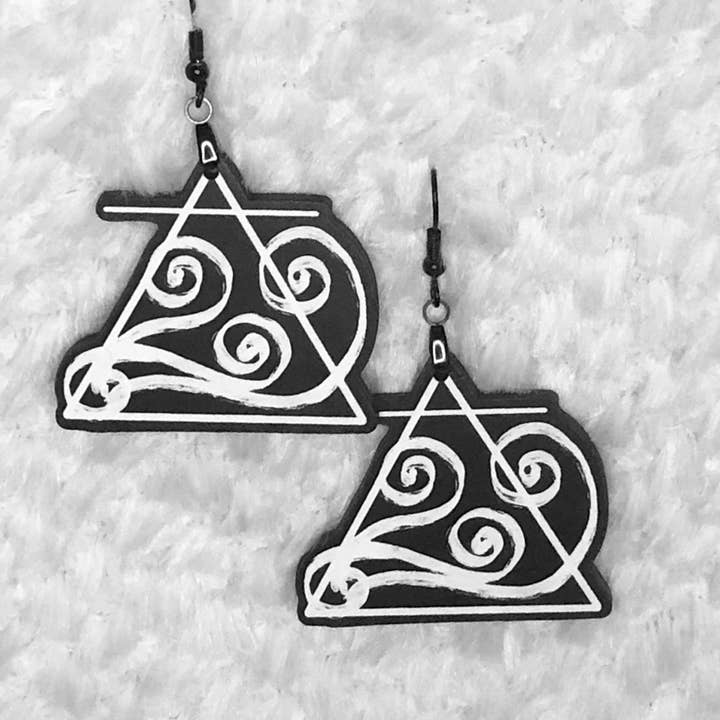 Wind Element Wood Earrings, 1.5” Air Zodiac Symbol Earring for wholesale by Katekreates