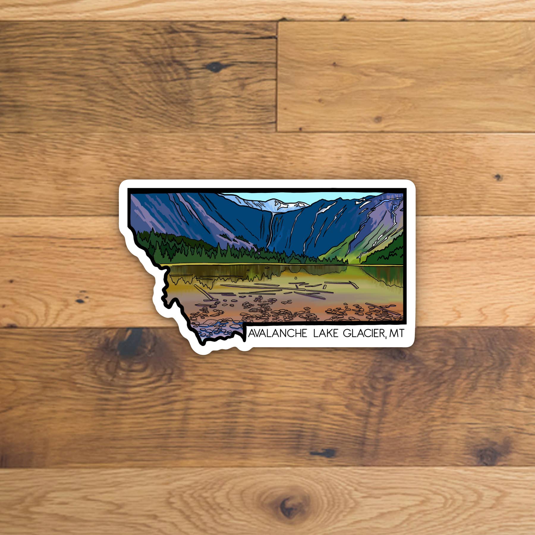 Corvidae drawings & designs - Wholesale Sticker - Avalanche Lake, Glacier Park, Montana Sticker1