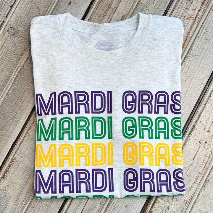 T-shirt Mardi x 5 Heather blanc pour la vente par Nola Mercantile