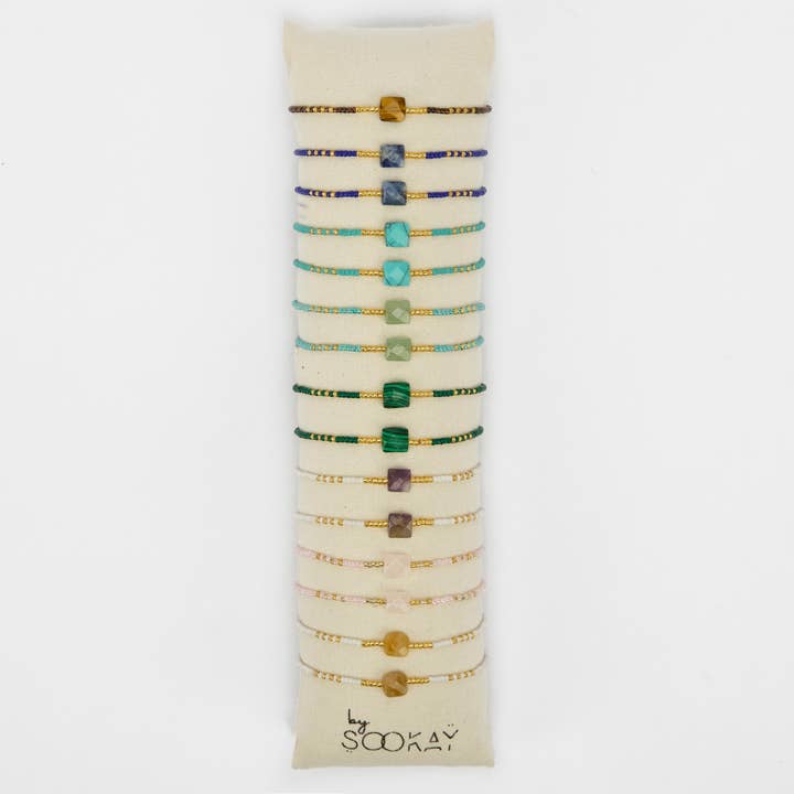 BC003 Faceted square stone bracelet and Japanese beads for wholesale by By Sookay