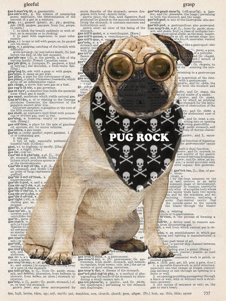 STEAM PUNK PUG PRINT voor wholesale door ARTNWORDZ LLC