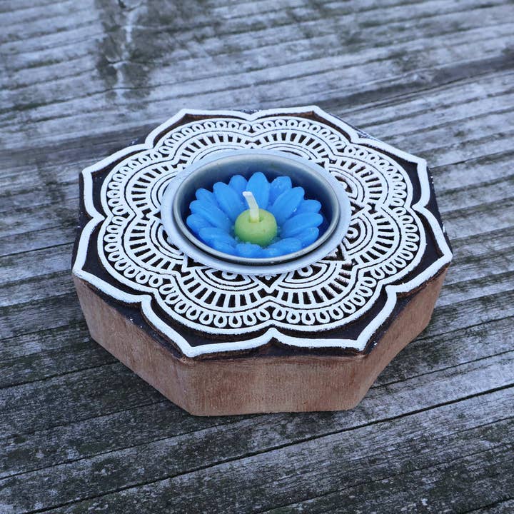 Tribal Trade GmbH - Wholesale Candle Holder - Tealight holder wood rosette large flower candle holder9