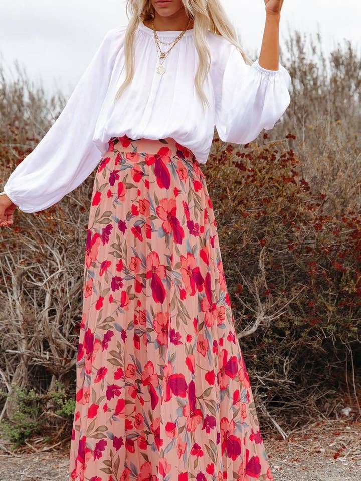 CWBLS0543_SPRING AND SUMMER ELEGANT PRINTED LOOSE SKIRT for wholesale by NINEXIS