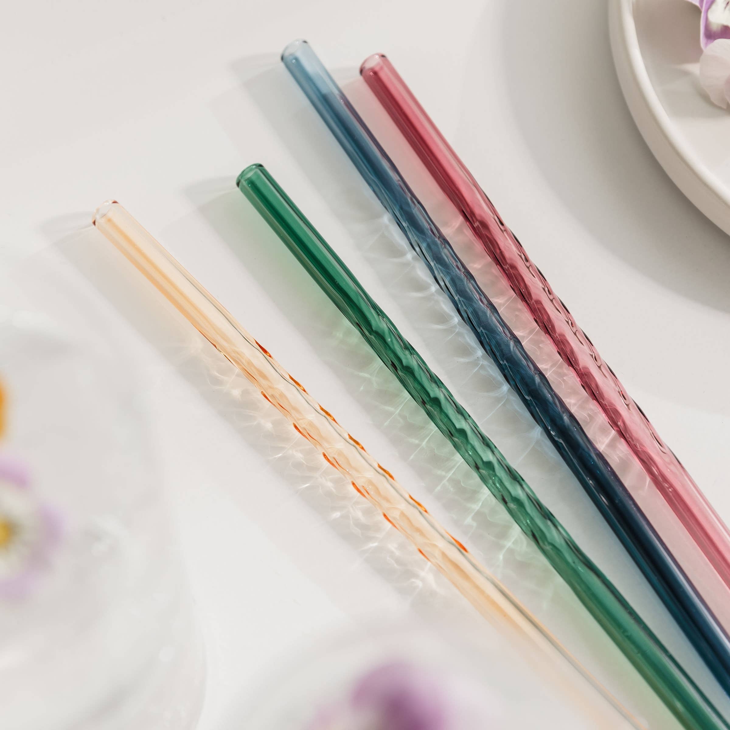 UBERSTAR – wholesale Drinking straw – Twist Glass Coloured Straws - Set of 44