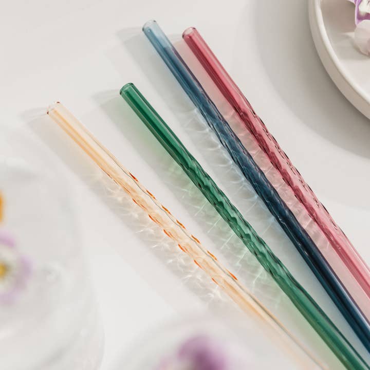 UBERSTAR – wholesale Drinking straw – Twist Glass Coloured Straws - Set of 44