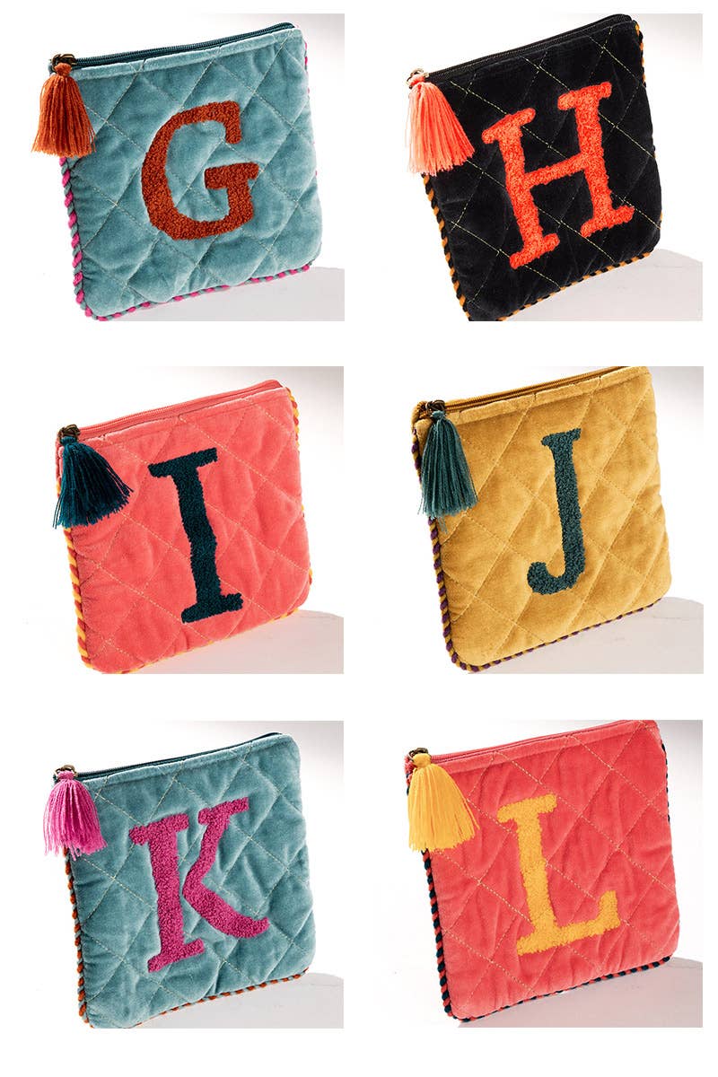 Urbanista - Wholesale Clutch Bag - Women's - Hand Embroidered Initial Velveteen Pouch1
