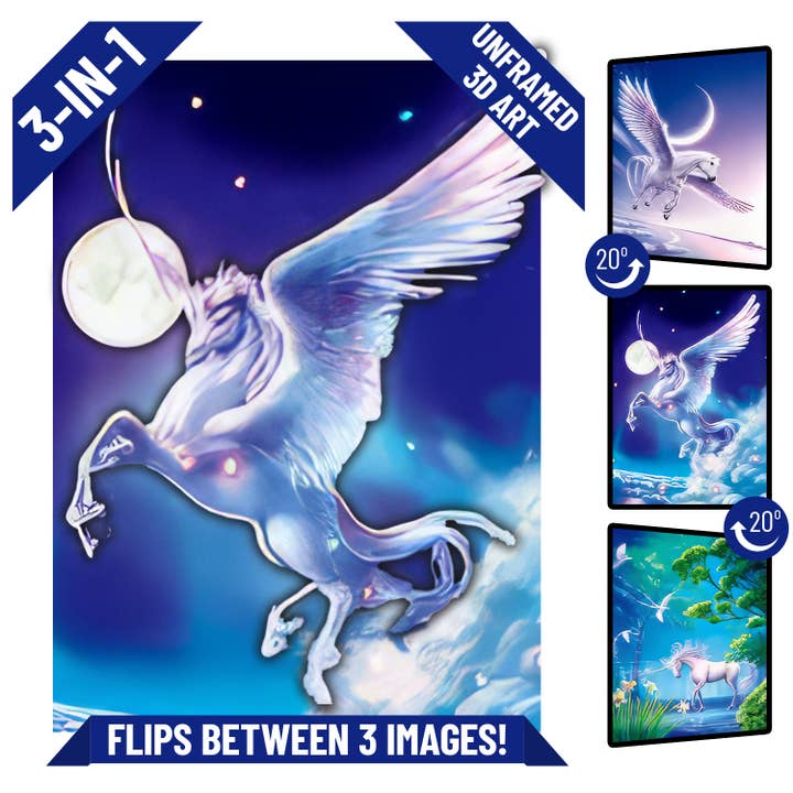 Lentics - Wholesale Poster - Unicorn & Pegasus 3D Lenticular Poster Print Wall Art Decor