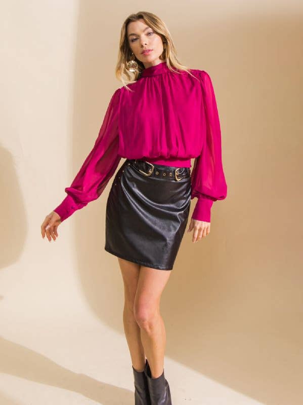 BLACK A faux leather pencil skirt -AK1169-A for wholesale on Faire0