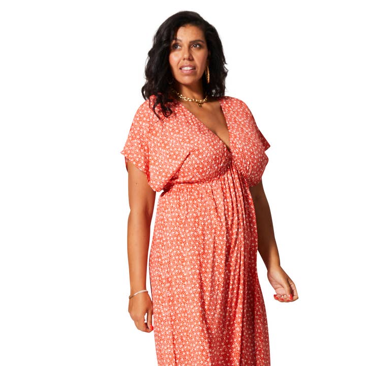 LONG SHORT SLEEVE SUMMER DRESS MAXIPV0007D for wholesale by Aller Simplement