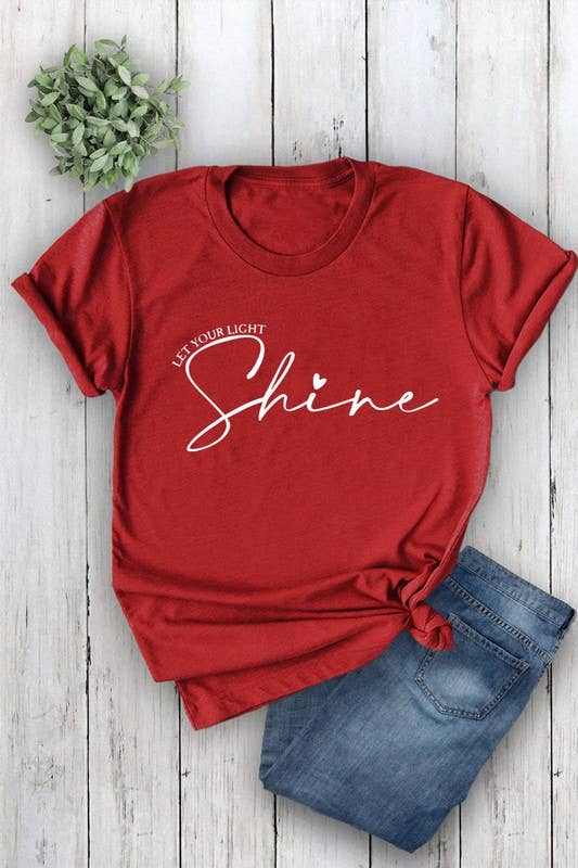 Top Avenue – Engroshandel T-shirt med print - Dame – Lad dit lys skinne, Unisex rund hals kortærmet T-shirt13