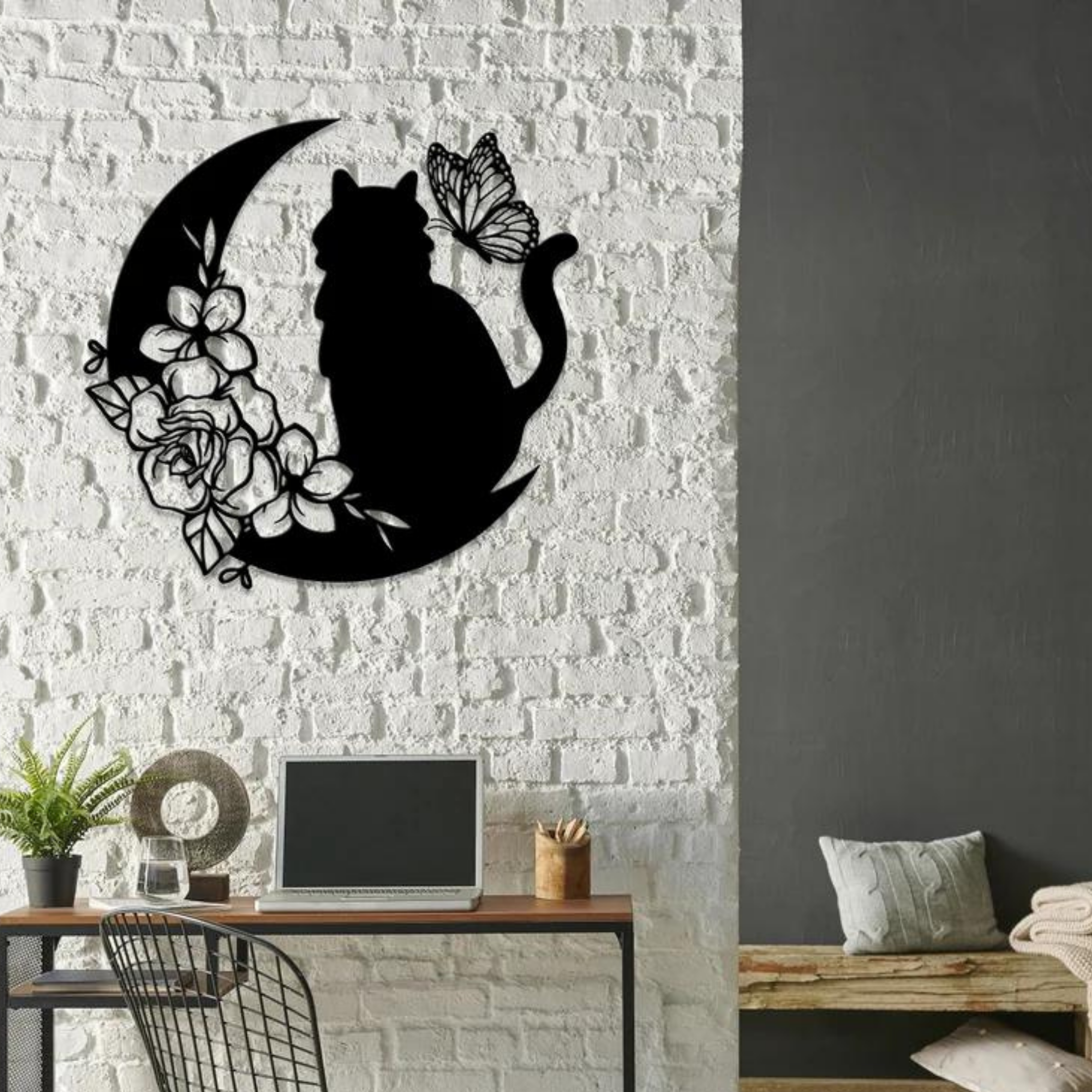 Glow Neon – wholesale Wall Accent – Cat And Flower Metal Sign, Business Wall Decor, Wall Sign4