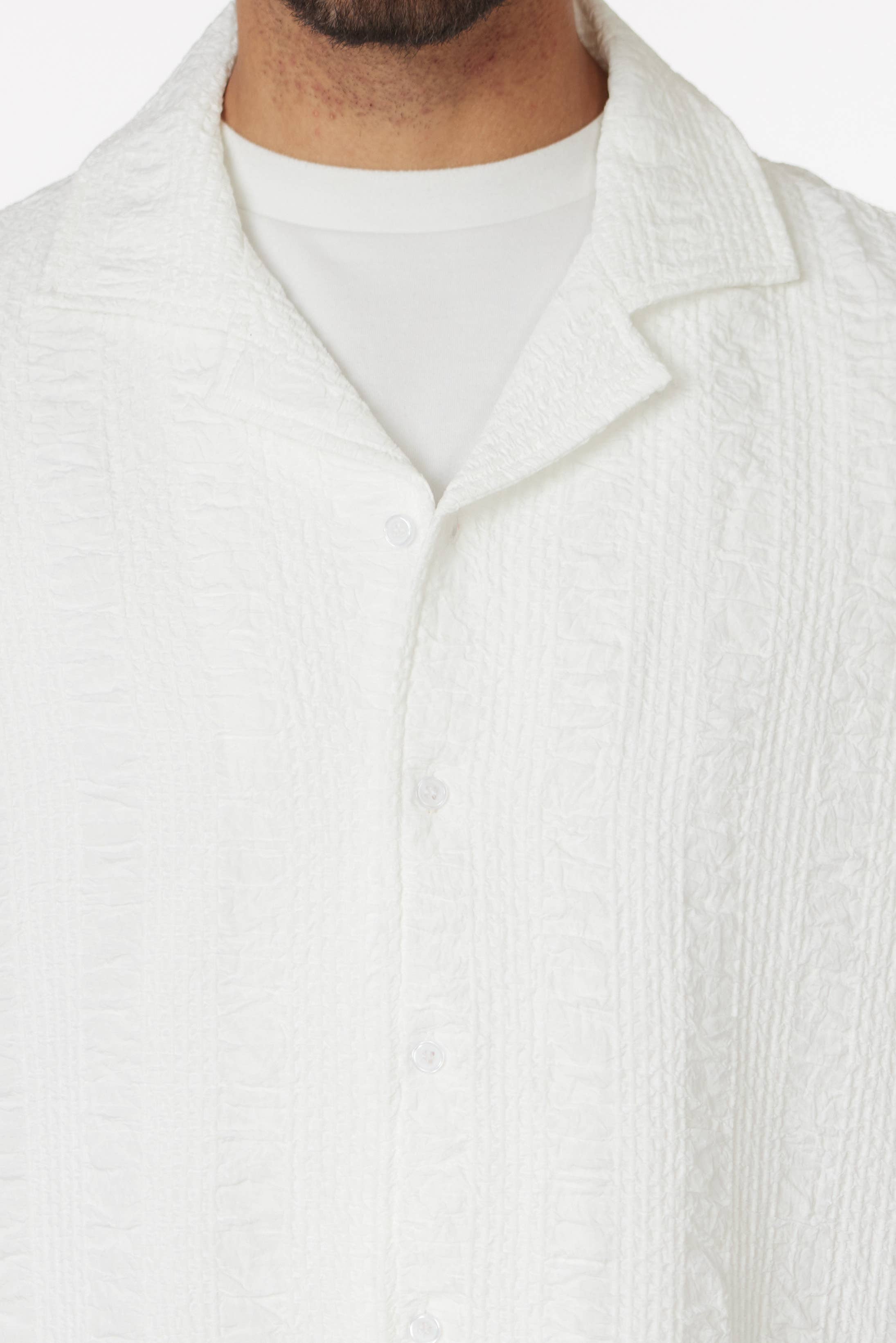 HB-4065 Chemise à manches courtes texturée en crochet pour homme 4065 en vente sur Faire3