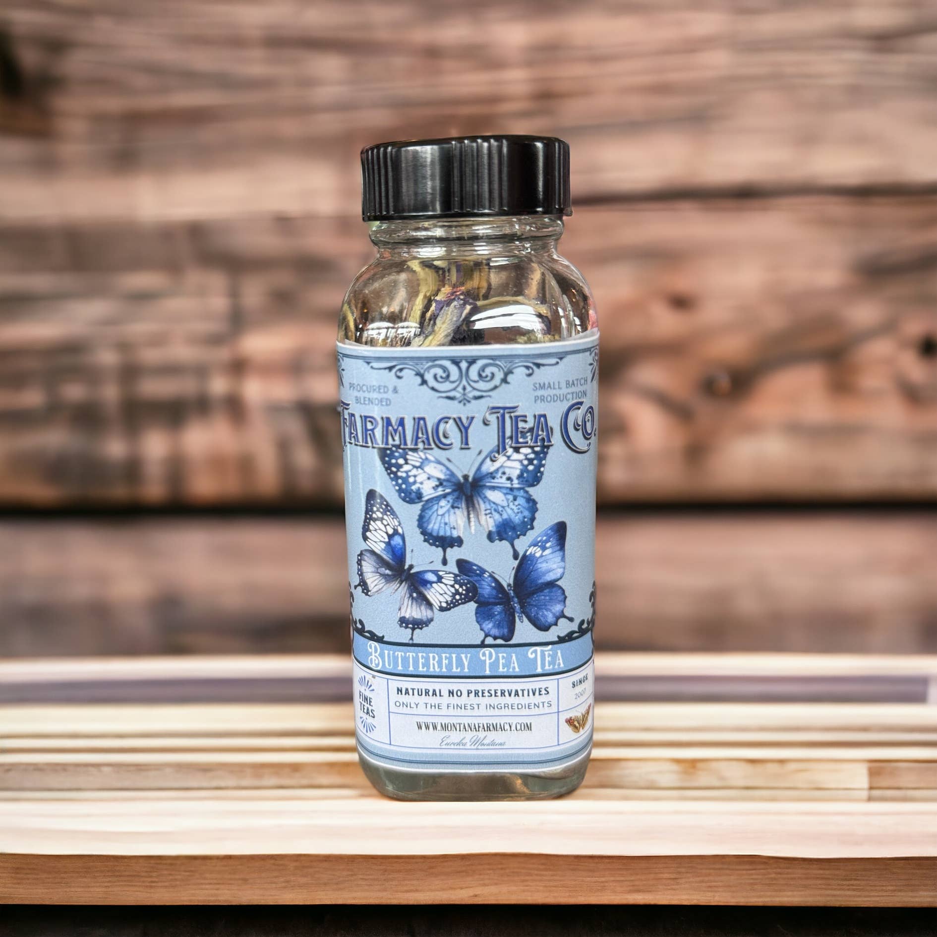 Montana Farmacy - Vente Thé en vrac - Thé aux pois en forme de papillon dans un bocal, couleur fantastique et séduisante.2