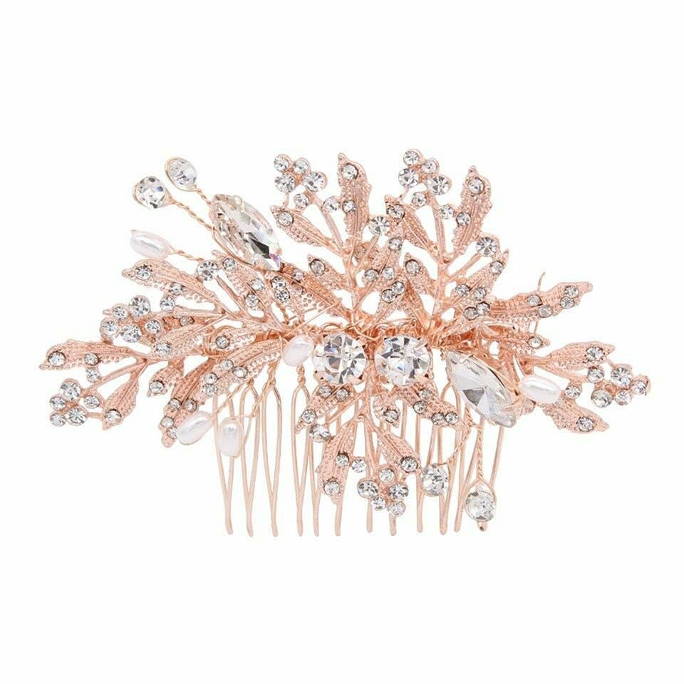 Diacly - Wholesale Hair Clip - Women's - Rhinestone and Pearls Vine Handmade Comb1