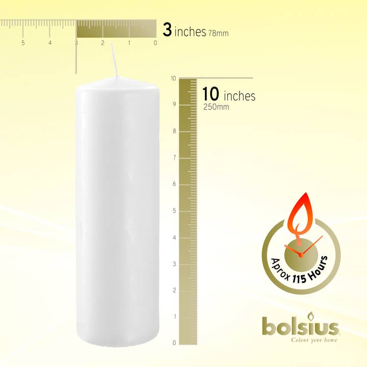BOLSIUS - Wholesale Pillar Candle - 8 Tall Pillar Candles 3 X 10" Premium European- White