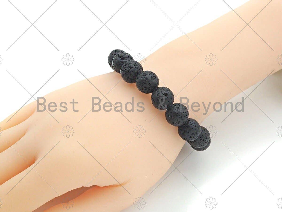 BestBeads&Beyond – wholesale Beaded bracelet – Natural Black Lava Stretchy Bracelet,SKU#EF473