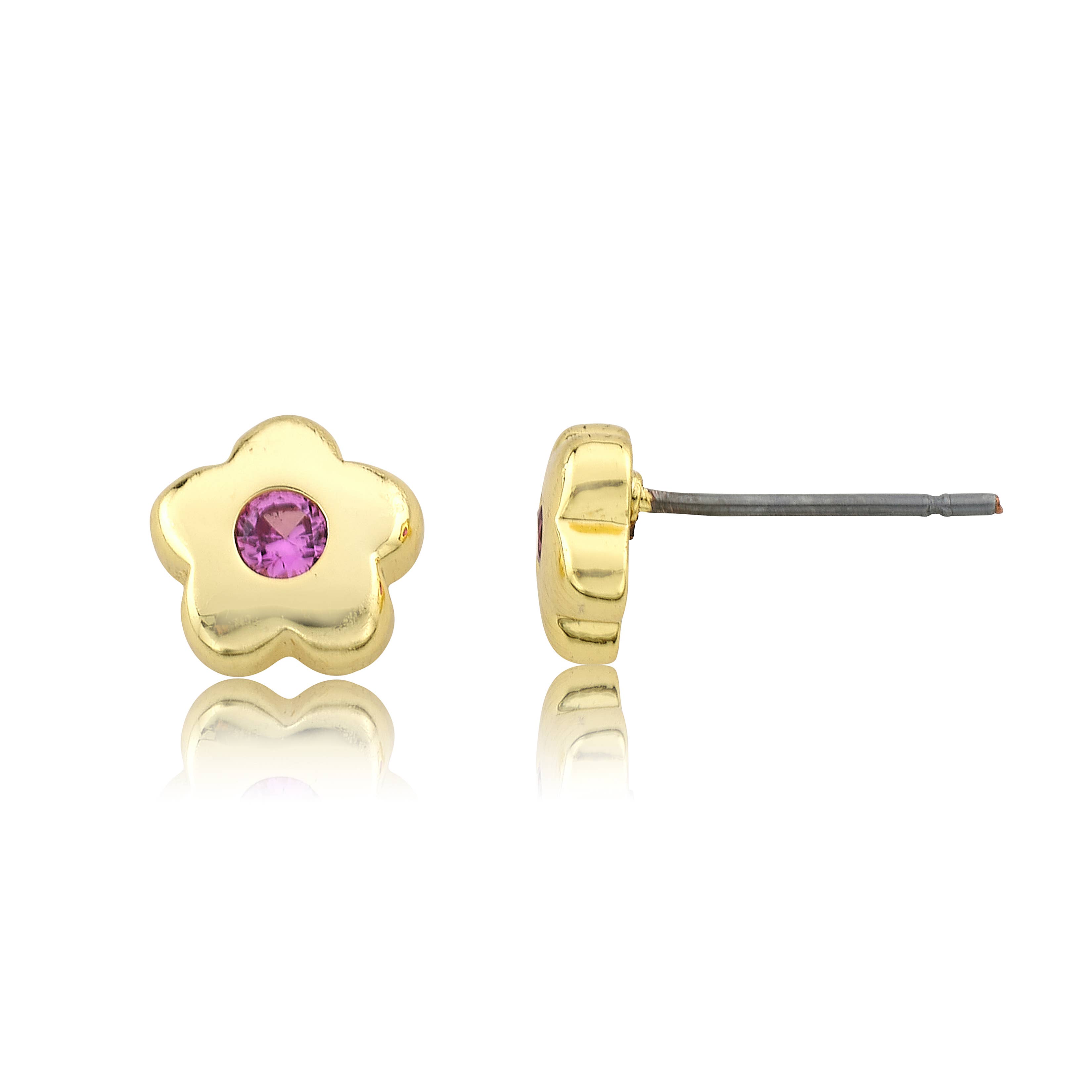 Little Miss Twin Stars - Wholesale Stud/Post Earrings - LMTS 14K Gold Plated Flower Small Stud Earring3
