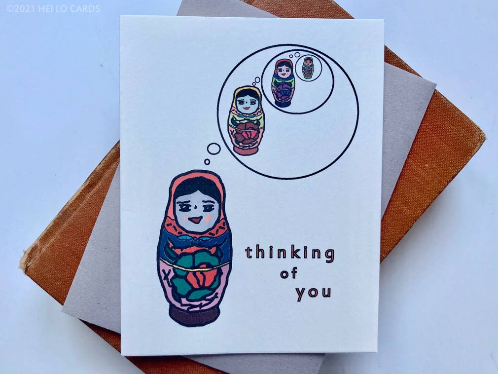HEI LO CARDS - Wholesale Thinking of You Card - "Nesting Thoughts" Nesting Dolls Thinking of You Card3