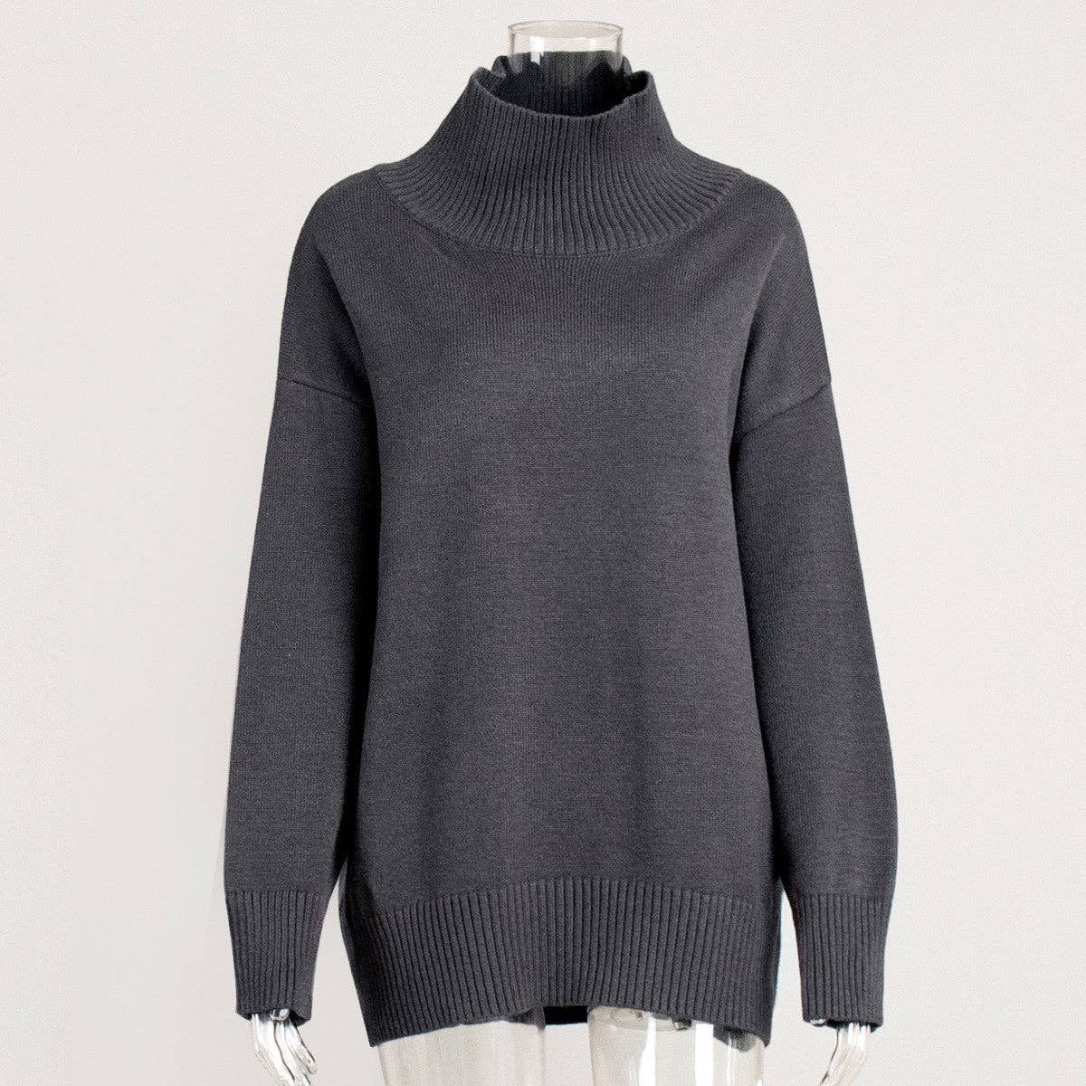 alberalkirk - Wholesale Knit Sweater - Women's - Solid High Neck Knit Sweater Women Multiple Colors N5A6013