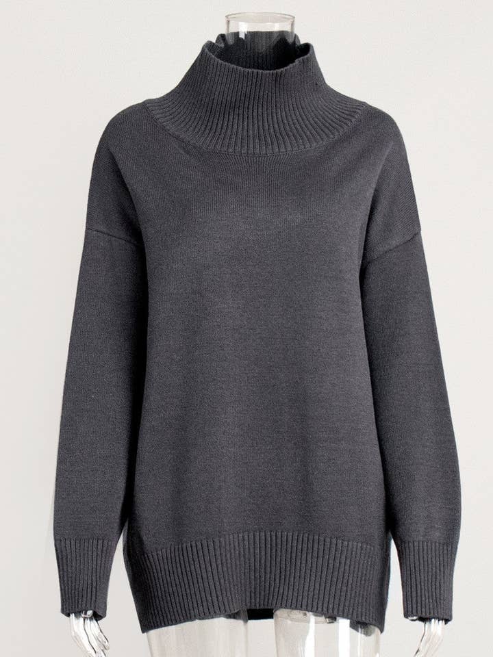 alberalkirk - Wholesale Knit Sweater - Women's - Solid High Neck Knit Sweater Women Multiple Colors N5A6013