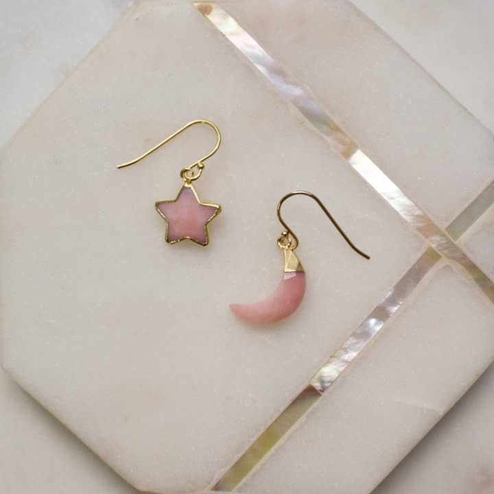 a.v. max - Wholesale Dangle Earrings - Moon & Star Mismatched Stone Earrings20
