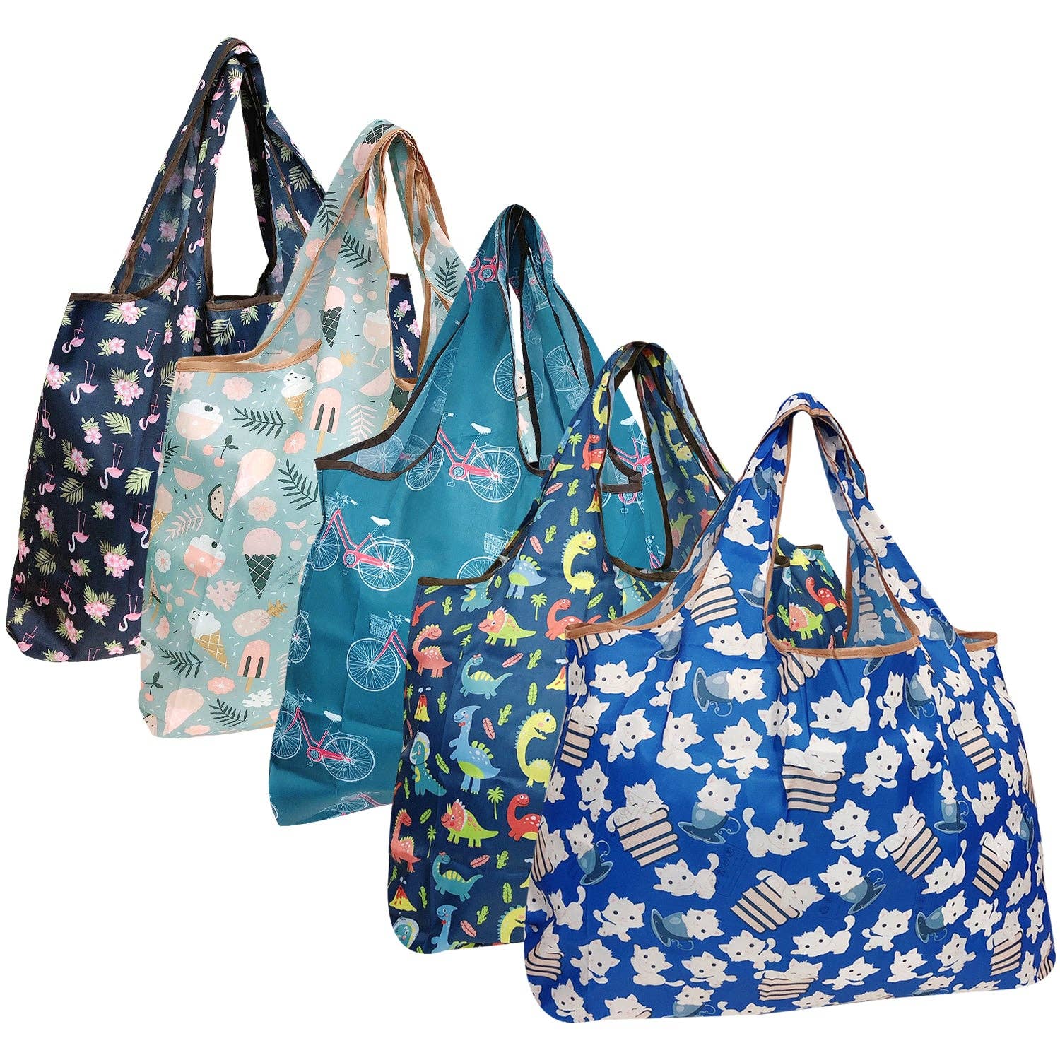 Wrapables.com - Vente Sacs de course/à provisions - Wrapables Lot de 5 grands sacs d'épicerie pliables en nylon2