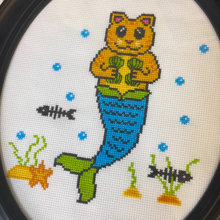 Purrmaid Counted Cross Stitch DIY KIT for wholesale by Spot Colors