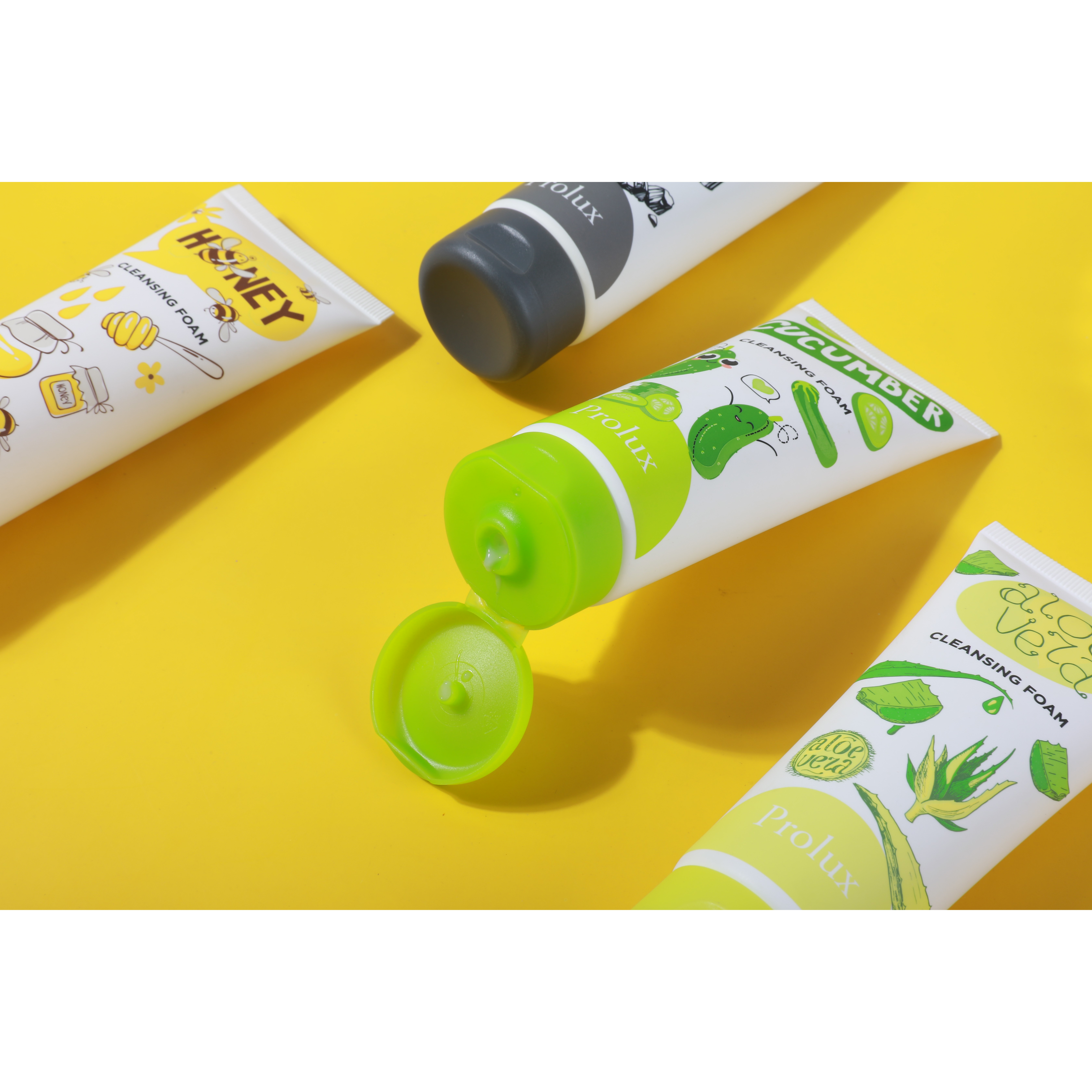 black charcoal light green aloe vera green cucumber yellow honey Deep Gentle Cleansing Pore Minimizing Skin Refreshing Foam
 for wholesale on Faire6