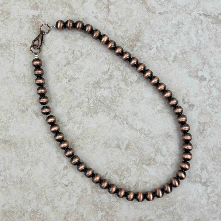 NKS230603-31-COOPER 15 tommer 8mm cooper Navajo perle halskæde for engroshandel hos Western Elite Jewelry