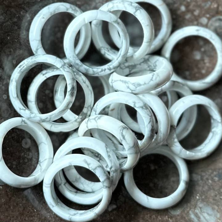 Pebble House - Wholesale Band/Stacked Ring - Howlite Rings -10 pcs (Crystals & Stones)2