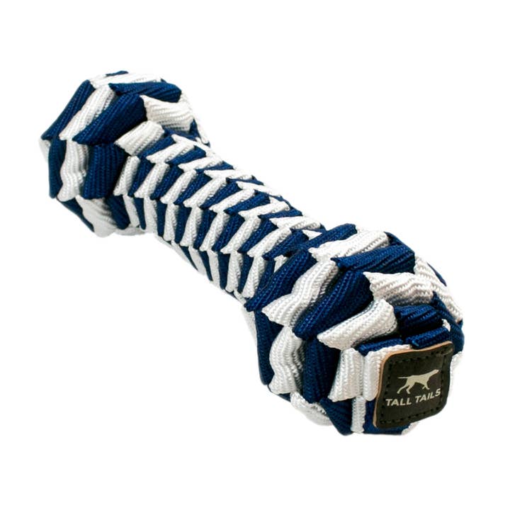 Tall Tails Braided Bone Toy, Navy - 9" for wholesale by Tall Tails