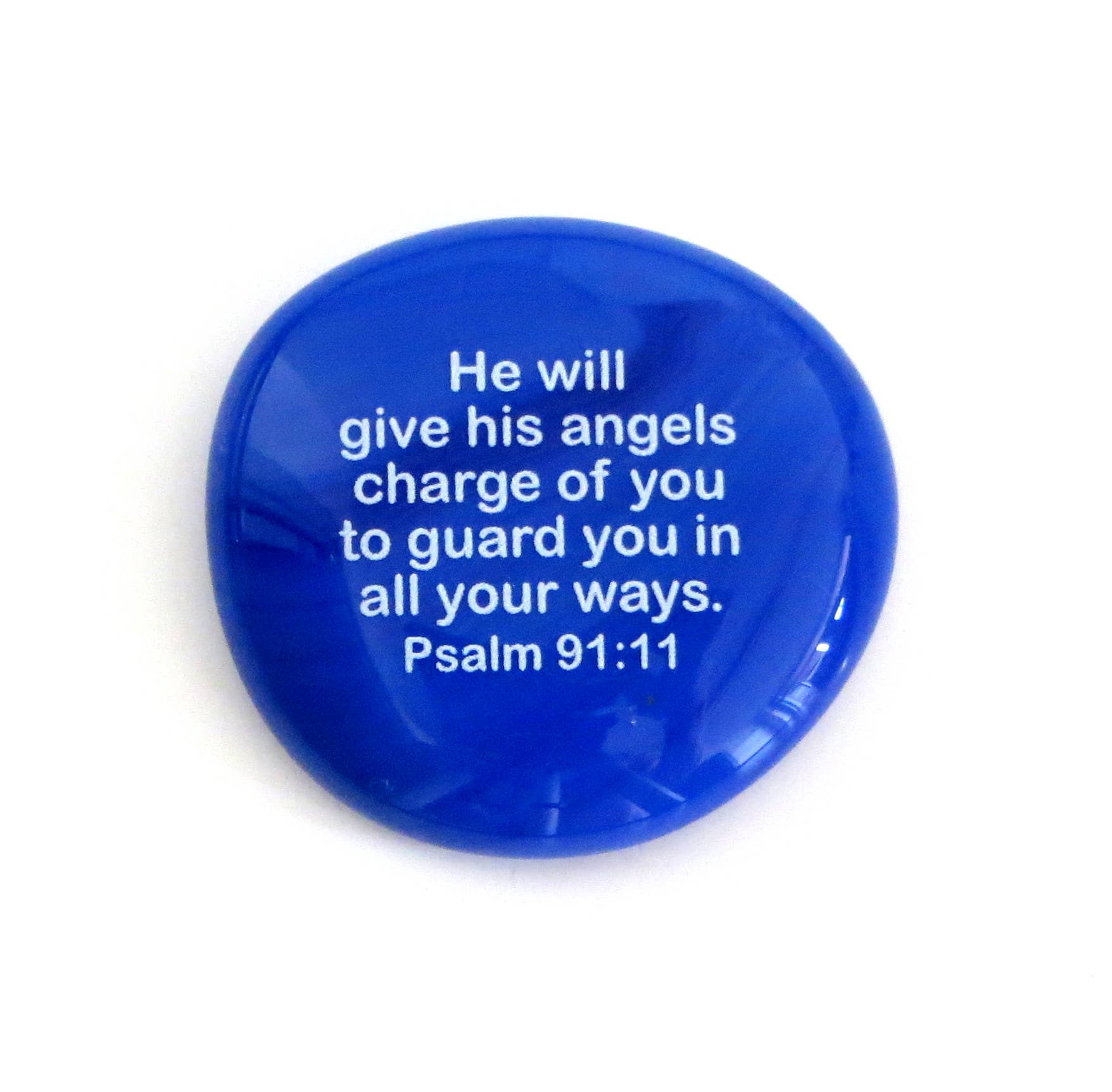Lifeforce Glass, Inc. – wholesale Keepsake coin/token – Scripture Glass Stone: He Will Give His Angels...Psalm 91:116