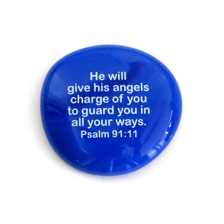 Lifeforce Glass, Inc. – wholesale Keepsake coin/token – Scripture Glass Stone: He Will Give His Angels...Psalm 91:116