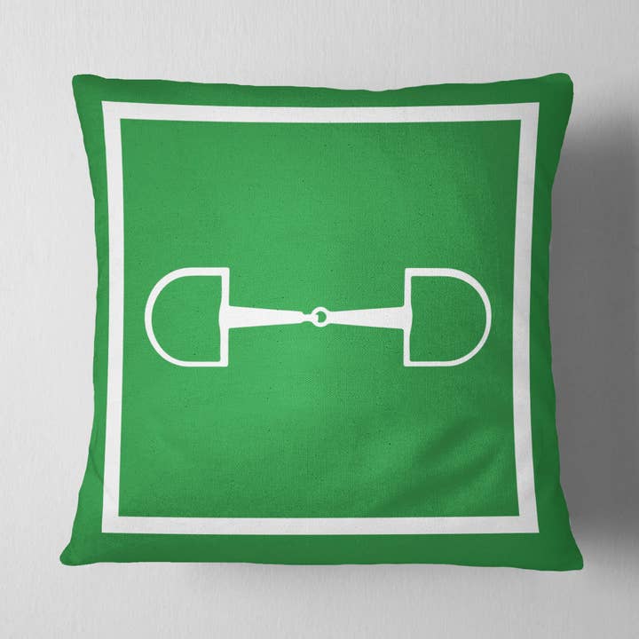 Horse Bit Horse Green Pillow - Horse Racing for wholesale by Barrel Down South